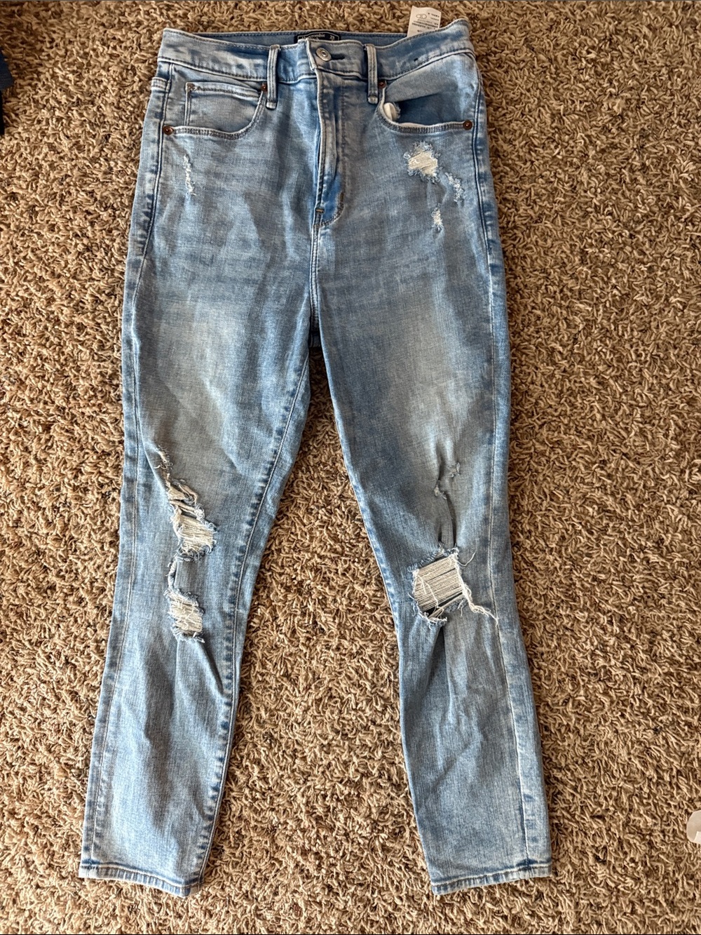 Abercrombie & Fitch Light Blue Distressed Skinny Jeans